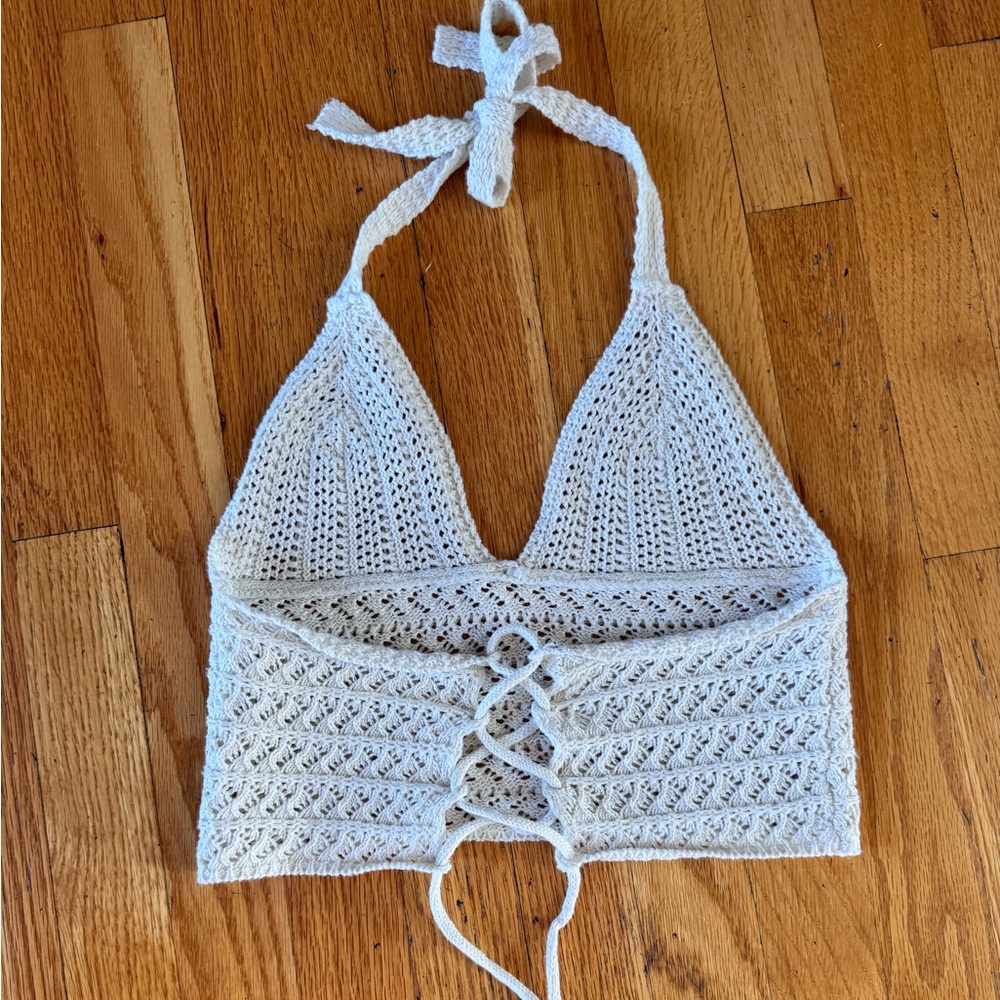 Handmade Crochet Halter Crop Top Women’s S - Picture 6 of 6